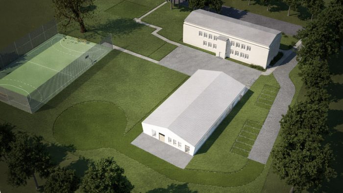 widok przedszkola i szkoły z góry