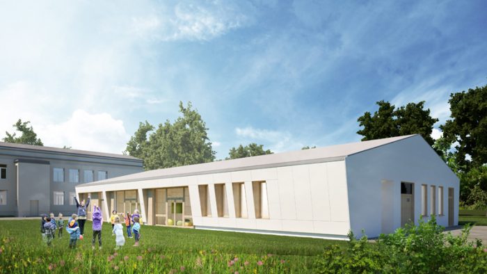widok przedszkola i szkoły